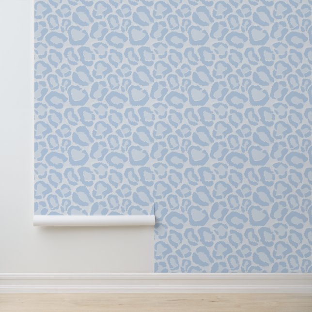 Ice Blue Leopard Print Wallpaper (Application)