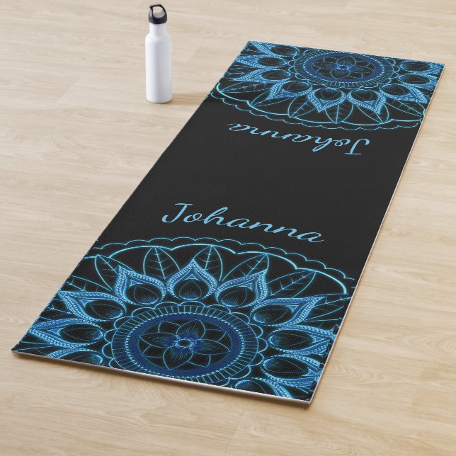 Ice Blue Mandala Flower Yoga Mat (In Situ)