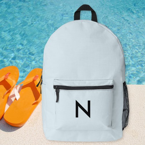 Ice Blue Monogrammed Elegant Modern Chic Trendy Printed Backpack