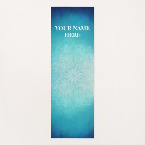 Ice Blue Natural Mandala Floral Yoga Mat