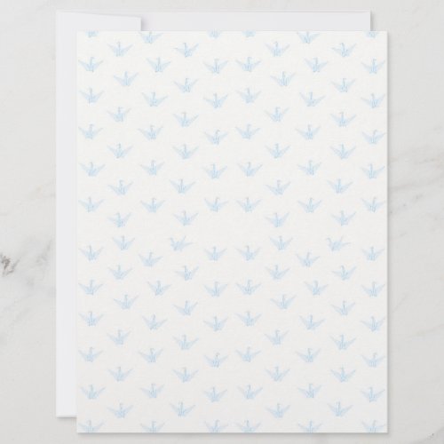Ice Blue Origami Cranes on Near White