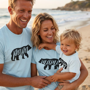 Ice Blue Papa Bear Matching Family T-Shirt