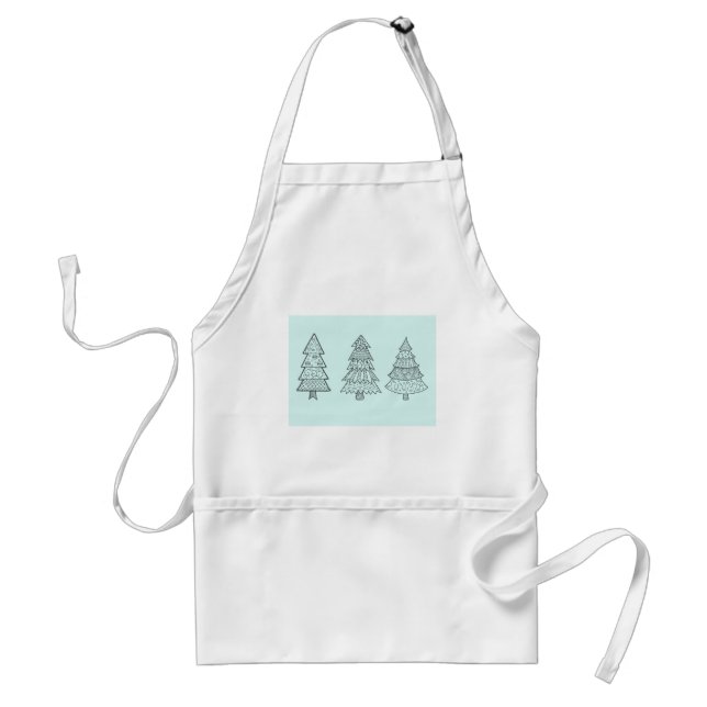 Ice blue pastel elegant stylish Christmas trees Adult Apron (Front)
