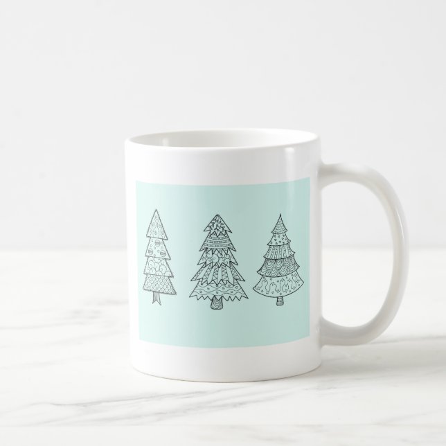 Ice blue pastel elegant stylish Christmas trees Coffee Mug (Right)
