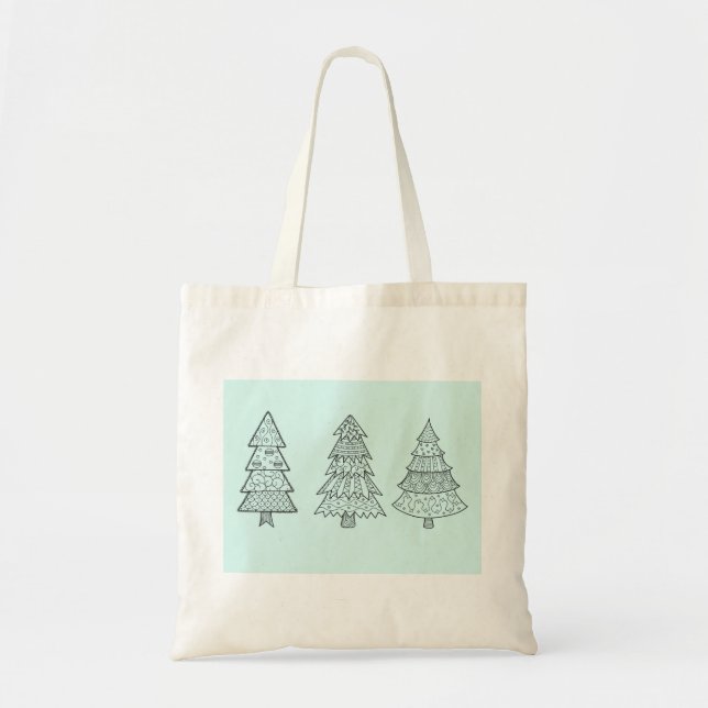Ice blue pastel elegant stylish Christmas trees Tote Bag (Front)