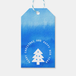 Ice Blue Pine Tree Christmas Gift Tag