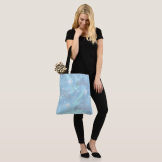 Ice Blue Princess Aesthetic Tiara Magic Wand Tote Bag