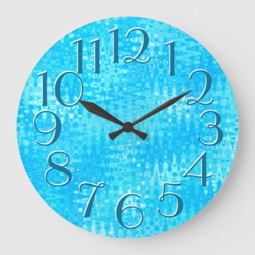 Ice Blue Ripples Pattern Elegant Oversize Numbers Large Clock