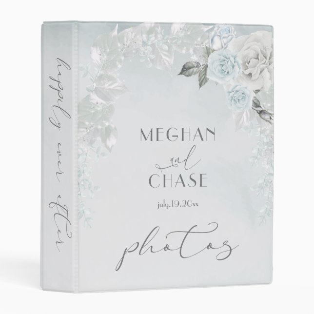 Ice Blue Rose Happily Ever After Wedding Mini Binder (Front/Spine)