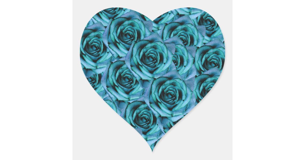 Ice Blue Roses Heart Sticker | Zazzle