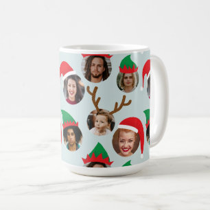 Ice Blue Silly Christmas Hat Six Photo Collage Coffee Mug