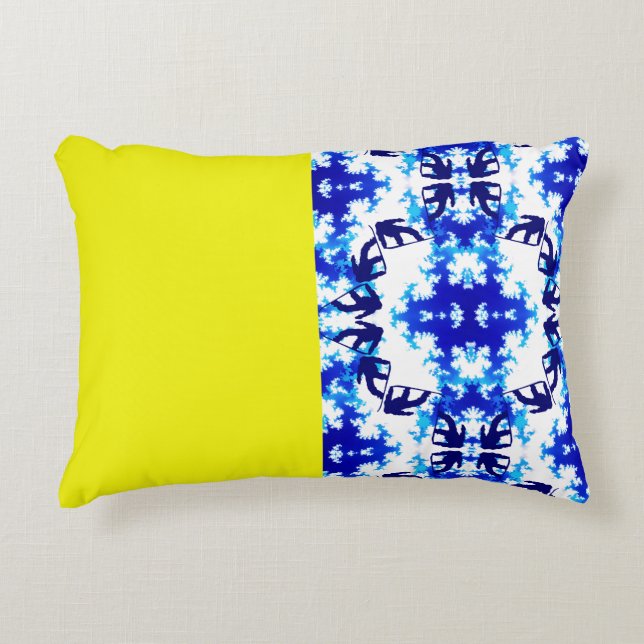 Ice Blue Snowboarder Sky Yellow Snowboarding Sport Accent Pillow (Front)