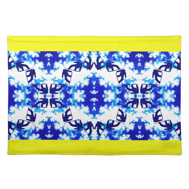 Ice Blue Snowboarder Sky Yellow Snowboarding Sport Cloth Placemat (Front)