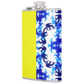 Ice Blue Snowboarder Sky Yellow Snowboarding Sport Flask