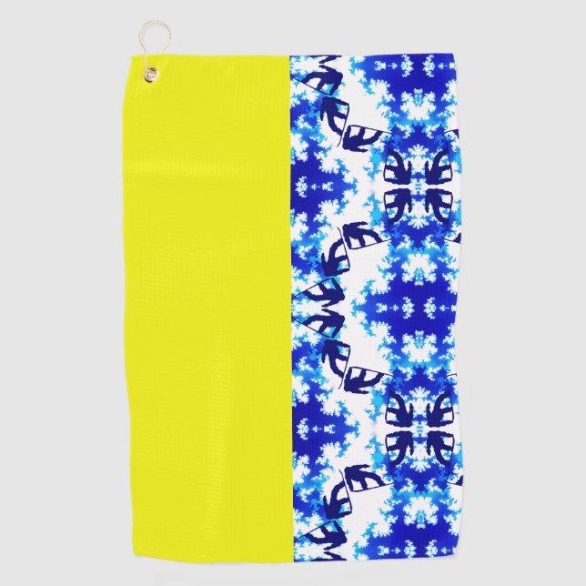 Ice Blue Snowboarder Sky Yellow Snowboarding Sport Golf Towel (Front)
