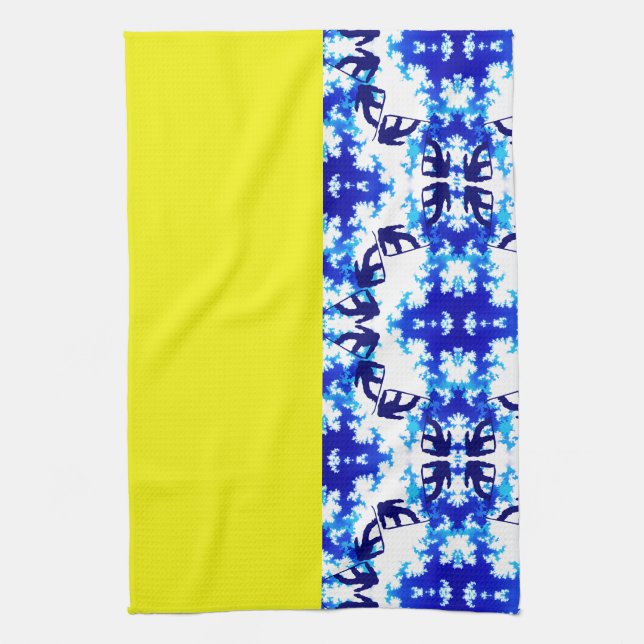Ice Blue Snowboarder Sky Yellow Snowboarding Sport Kitchen Towel (Vertical)