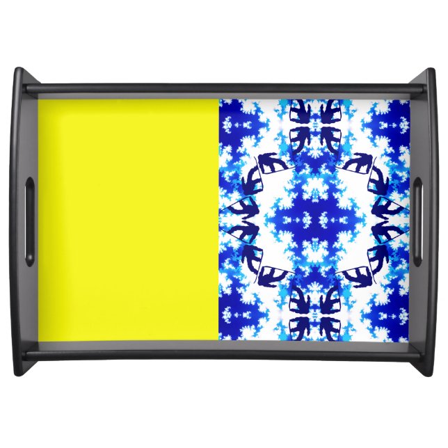 Ice Blue Snowboarder Sky Yellow Snowboarding Sport Serving Tray (Front)