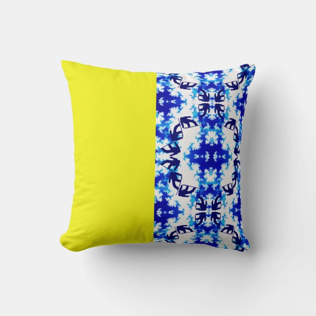 Ice Blue Snowboarder Sky Yellow Snowboarding Sport Throw Pillow (Front)