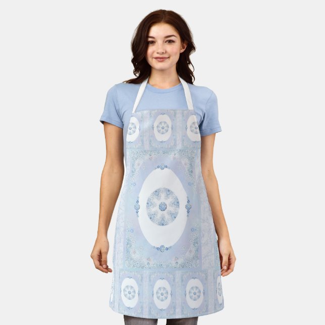 Ice Blue Snowflake Apron (Worn)