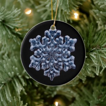 Ice Blue Snowflake Ceramic Ornament