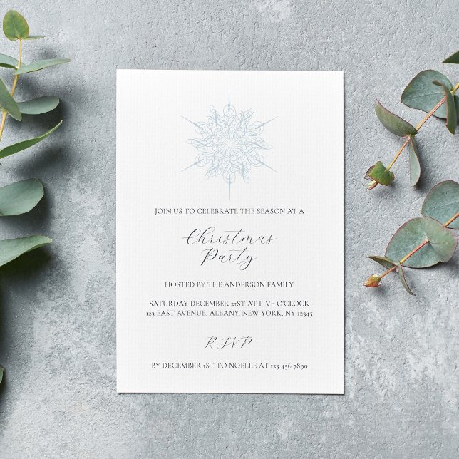 Ice Blue Snowflake Christmas Holiday Party Invitation (Creator Uploaded)