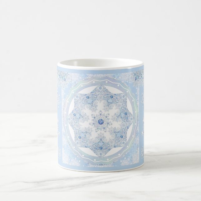 Ice Blue Snowflake Coffee Mug (Center)