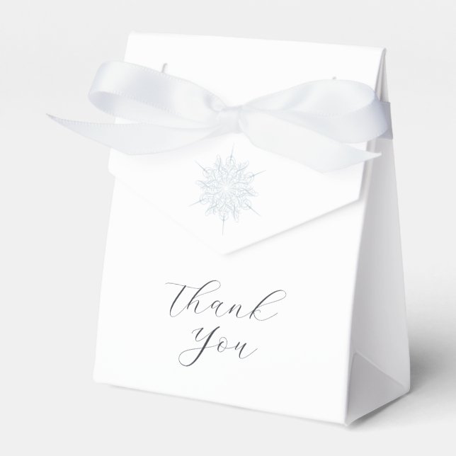 Ice Blue Snowflake Elegant Winter Wedding Favor Boxes (Front Side)