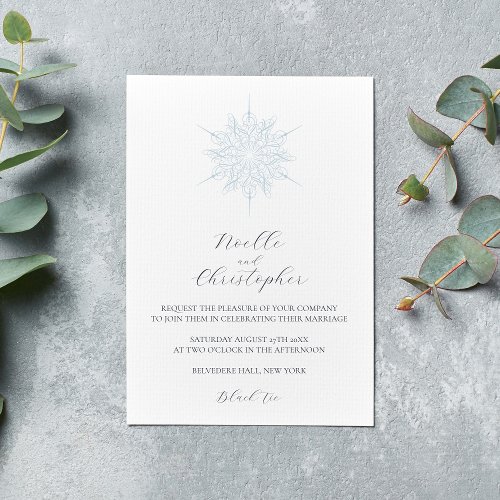 Ice Blue Snowflake Elegant Winter Wedding Invitation