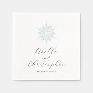 Ice Blue Snowflake Elegant Winter Wedding Napkins