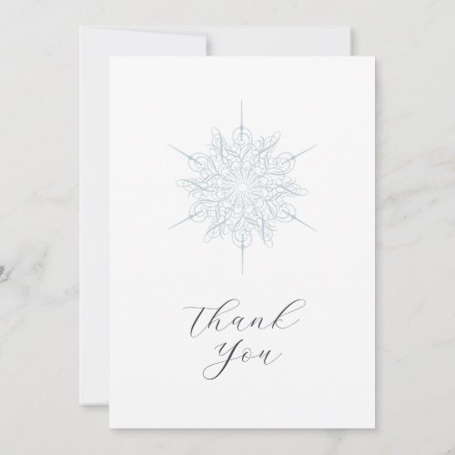 Ice Blue Snowflake Elegant Winter Wedding Thank You Card