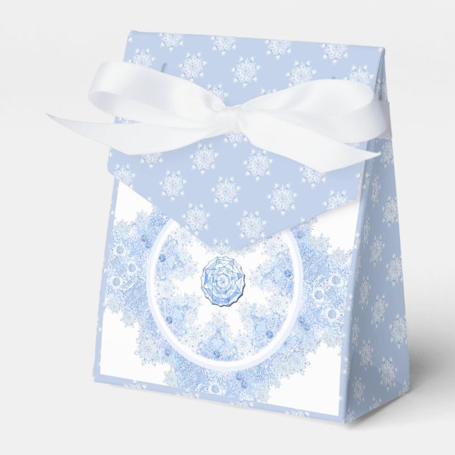 Ice blue snowflake favor boxes (Front Side)