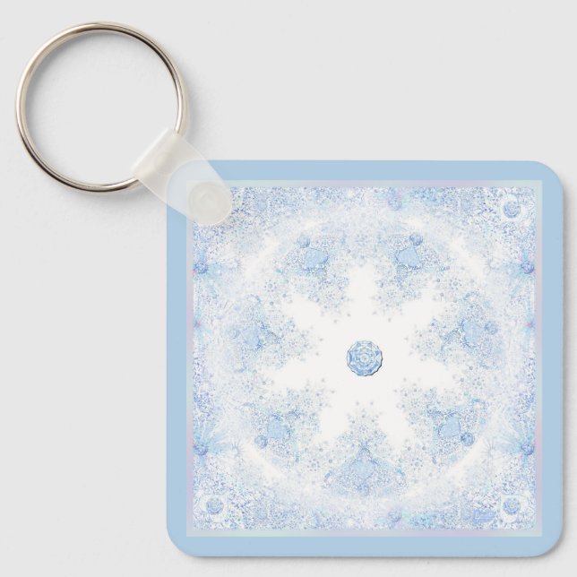 Ice Blue Snowflake Keychain (Front)