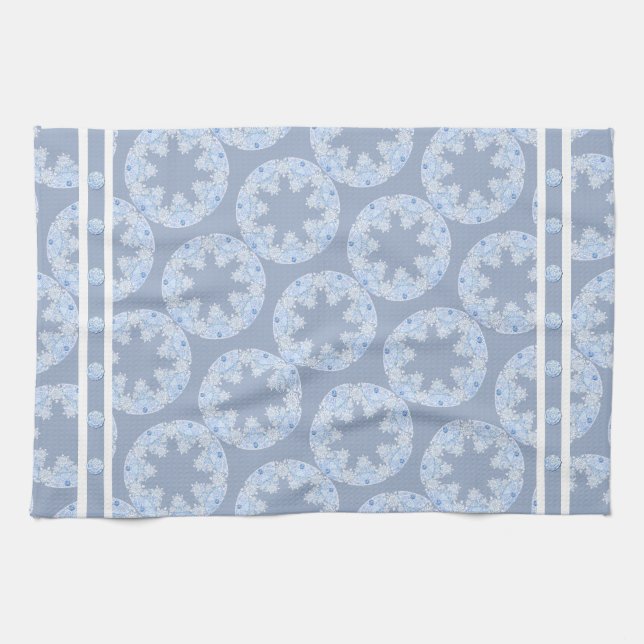 Ice blue snowflake kitchen towel (Horizontal)