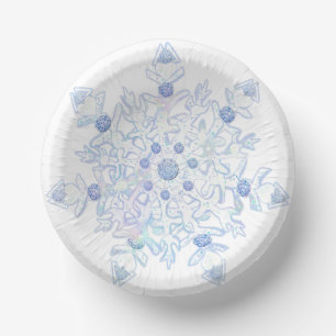 Ice blue snowflake paper bowls