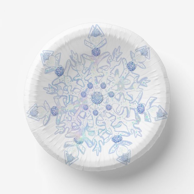Ice blue snowflake paper bowls (Front)