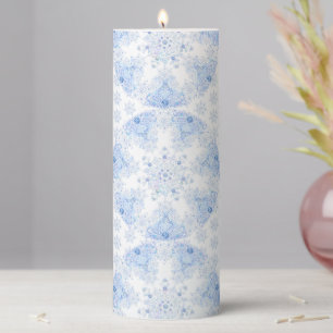 Ice Blue Snowflake Pillar Candle