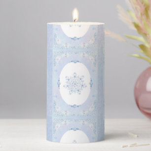 Ice Blue Snowflake Pillar Candle