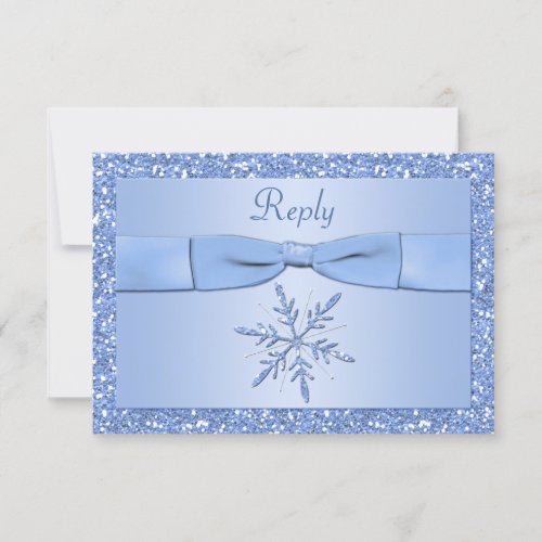 Ice Blue Snowflake Reply Card