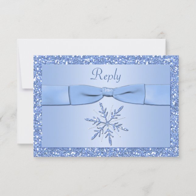 Ice Blue Snowflake Reply Card (Front)