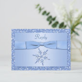 Ice Blue Snowflake Reply Card (Standing Front)