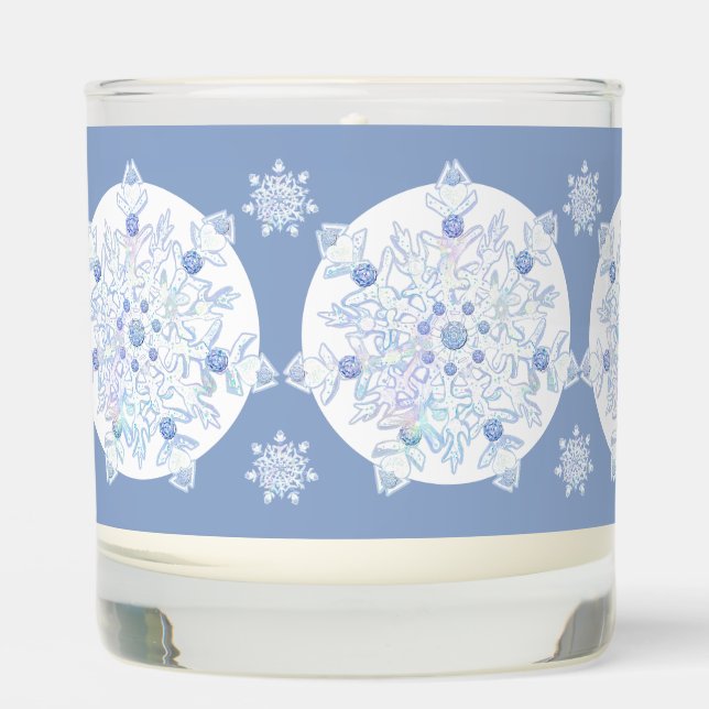 Ice Blue Snowflake Scented Candle (Front)
