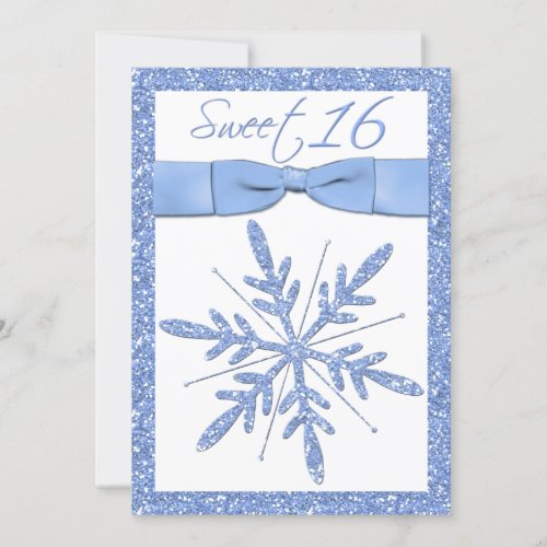 Ice Blue Snowflake Sweet 16 Invitation