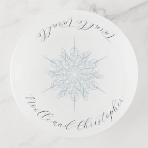 Ice Blue Snowflake Twinkle Twinkle Wedding Memento Trinket Tray