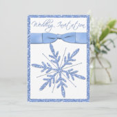 Ice Blue Snowflake Wedding Invitation (Standing Front)