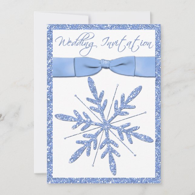 Ice Blue Snowflake Wedding Invitation (Front)