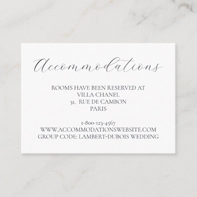 Ice Blue Snowflake Winter Wedding Accommodations Enclosure Card (Front)