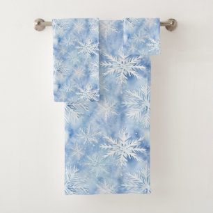Ice Blue Snowflakes Bath Towel Set