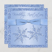 Ice Blue Snowflakes Square Wedding Invitation (Front/Back)