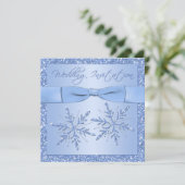 Ice Blue Snowflakes Square Wedding Invitation (Standing Front)