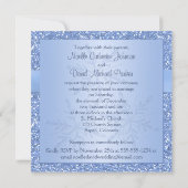 Ice Blue Snowflakes Square Wedding Invitation (Back)